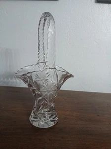 Collectible Vintage Elegant Duncan Miller Glass 7" Etched Floral Brides Basket - Picture 1 of 9