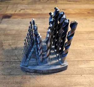 Rare ANTIQUE Brass Alloy Drill Bit INDEX & Bits 1/2 to 1/16 ☆ W&M ☆USA - Picture 1 of 5