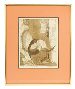 Gravur Radierung Optimo Blanche Schwartz 70er Jahre signiert Abstrakte Kunst Vintage - Bild 1 von 7