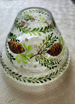 Yankee Candle Invierno Cono de Pino Esmerilado Crackle Vidrio Topper/Sombra Foto 1 de 4