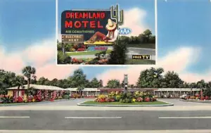 Postal vintage cromada DREAMLAND MOTEL Savannah, Georgia Roadside década de 1950 - Imagen 1 de 2