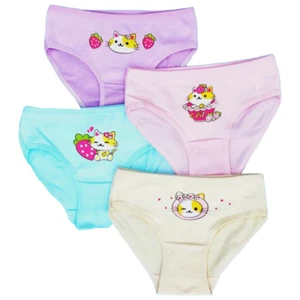 KITTY CAT Bikini Brief Panties Girls Size 7-8 Year New Underwear Lot of 4 Pack - Picture 1 of 7