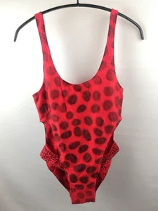 RASUREL Badeanzug Rot Schwarz Punkte Tiger Muster Gr. 38 / 3 Bikini Optik France - Bild 1 von 5