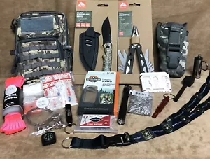 Military Emergency Survival Kit Lot 20pcs MultiTool Knife Flashlight Saw Fire++ - Picture 1 of 18