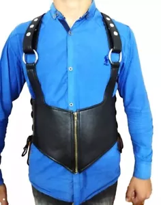Chaleco BAR de cuero negro para hombre ESTILO FETICHE MOTERO - Chaleco de motociclistas para hombre - Imagen 1 de 6