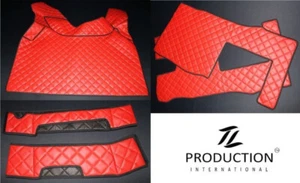 Dywaniki podłogowe do samochodów ciężarowych, mata tunelowa i okładzina cokołu siedzenia VOLVO FH od 2021 roku skóra czerwona - Zdjęcie 1 z 7