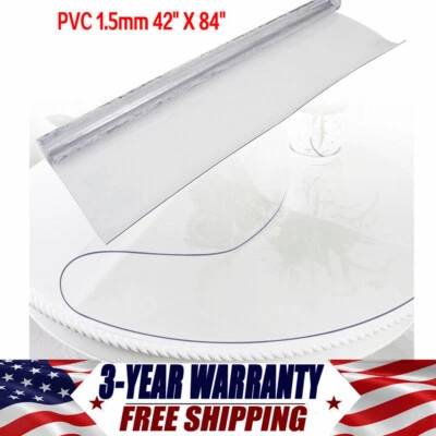 Transparent Plastic Table Cover PVC Tablecloth Protector Pad Desk Mat 42 "X 84" - Image 1 of 4