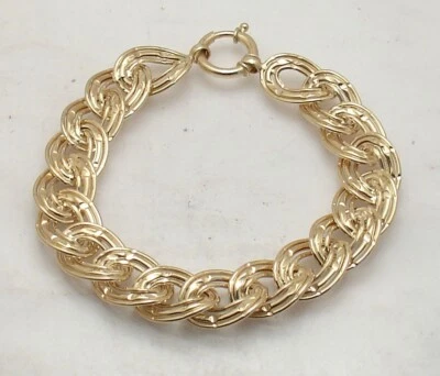 Brazalete Technibond 8" Texturizado Triple Bordillo Chapado en Oro Amarillo 14K Plata HSN Foto 1 de 4