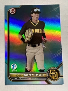 2022 Bowman 1st Edition Robert Hassell Sky Blue Foil #BPPF-133 Padres Prospect - Picture 1 of 2