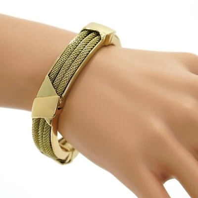 PULSERA BRAZALETE ELÁSTICO DANA BUCHMAN para mujer tono dorado acentos y cadenas serpiente Foto 1 de 4