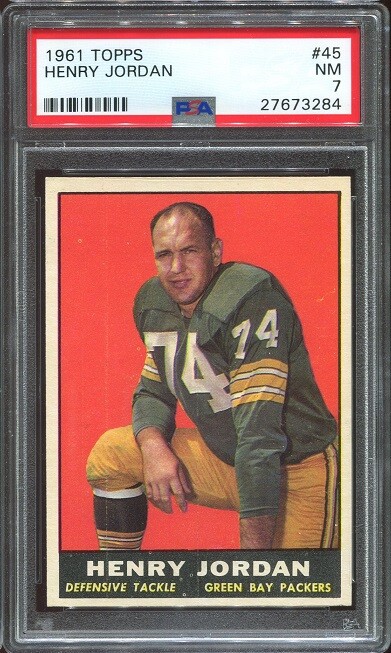 1961 Topps #45 Henry Hank Jordan RC PSA 7 Green Bay Packers HOF U. of Virginia