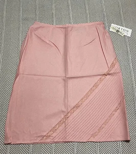 Pink Linen Blend Skirt Norton Studio Blush Primavera Lace Accents Size XL NEW - Picture 1 of 18