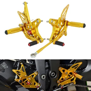 Gold CNC Adjustable Rearset Footrests Footpeg For KAWASAKI ZX-6R ZX636 2009-2023 - Imagen 1 de 9