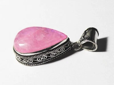 Pink Rainbow Pear Shape Gemstone Handmade Pendant Jewelry Size 2 inches - Image 1 of 4