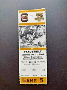 RARO Boleto de Boleto de Juego de Fútbol Americano 2005 Gamecocks vs Vanderbilt G21 - Imagen 1 de 2