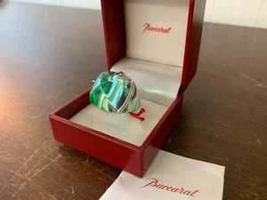 Bague liseret or en cristal de Baccarat taille 50 - Picture 1 of 8