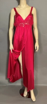 Camisón largo vintage Vanity Fair años 70 encaje rojo talla grande Foto 1 de 4
