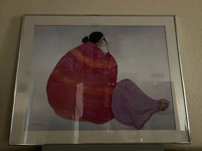 R. C. GORMAN NAVAJO WOMAN PRINT LITHOGRAPH ~ METAL FRAME MATTED SIGNED~ - Image 1 of 4