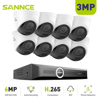 SANNCE 8CH 6MP NVR 3MP Grabación de Audio POE Sistema de Cámara de Seguridad IR Noche IP67 Foto 1 de 4