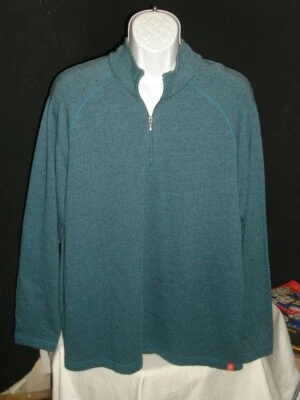 AGAVE "HONDO" K-1295 HEATHERED BLUE COTTON/POLY/RAYON 1/2 ZIP L/S SWEATER SZ. XL - Image 1 of 4