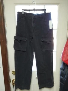 Nwt Scoop Womens Cargo Jeans Black Low slung elastic in back waistband 10 - Picture 1 of 2