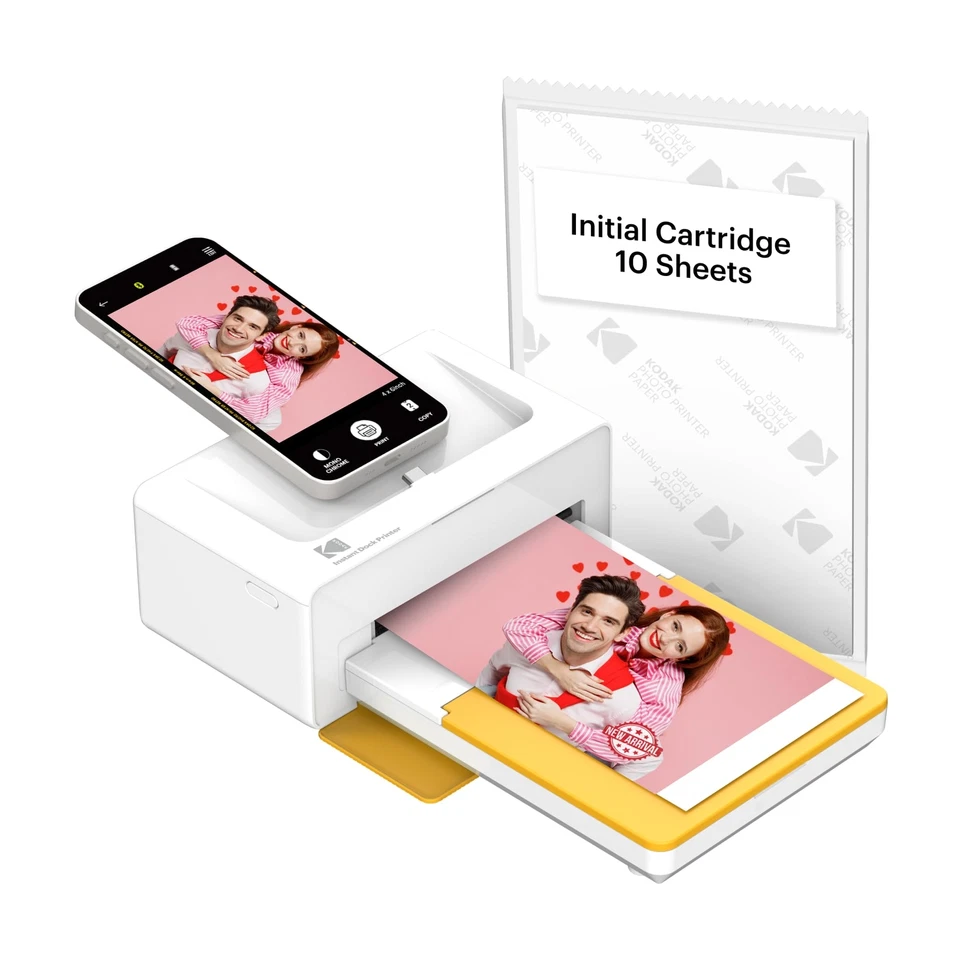 Kodak Dock Plus Photo Printer 10 Sheets Multi Color Bluetooth Instant Printing - Image 1 of 4