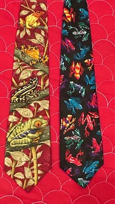 (2) Corbatas para hombre coloridas selva tropical árbol venenoso dardo ranas corbatas para cuello Foto 1 de 4