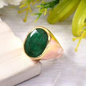 Signet Copper Ring with Sapphire Stone | Handmade Men's Ring | Unique Ring - Picture 1 of 3