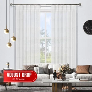 CLEARANCE Geneva Sheer Stripe Pinch Pleat Curtains Windows Decor 2 PCS Sheers - Picture 1 of 16
