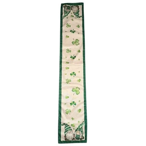 St Patricks Day Gnome Heart Clover Irish Green Table Runner 13" X 72" - Picture 1 of 6