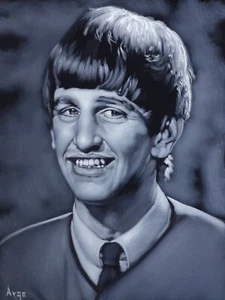 Ringo Starr, misura 18x24, olio su velluto nero A632 - Foto 1 di 13