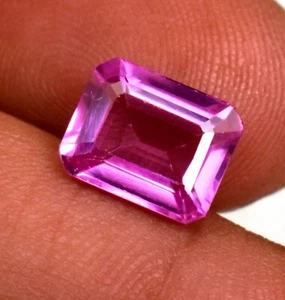 Pink Tourmaline 3.15 Ct Emerald Cut Lab-Created Loose Gemstone - Picture 1 of 6