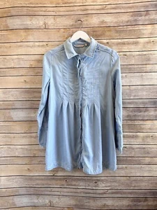 Soft Surroundings Revelle Pintuck Blue Chambray Tunic Button Down Top Size XS - Picture 1 of 4