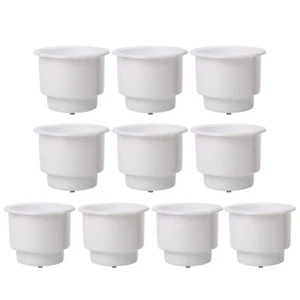 10pc White Recessed Plastic Cup Drink Can Holder W Drain for Boat Truck Car&More - Picture 1 of 11