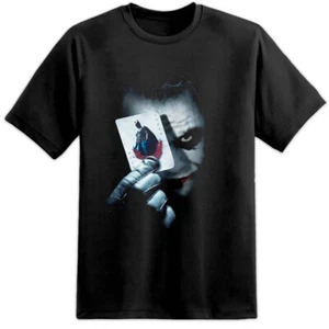 Batman Mens Joker Card T Shirt Movie DC Dark Knight Heath Ledger Arkham Asylum - Picture 1 of 2