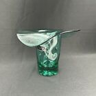 Bischoff Hand Crafted Blown Artisan Glass Dimpled Top Hat Vase With Original Tag