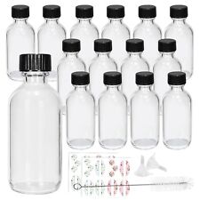 15 Pack 2oz Clear Glass Bottles Boston Round Container Bottles for Essential Oil