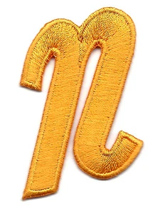 LETTERS - Golden Yellow Script  2" Letter "N" - Iron On Embroidered Applique - Picture 1 of 1