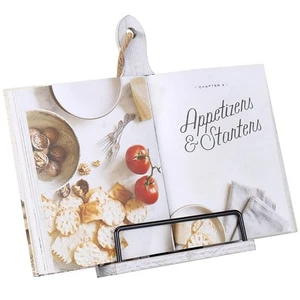 Cookbook Stand for Kitchen Counter Adjustable Recipe Book Holder Rustic Wood ... - Picture 1 of 6