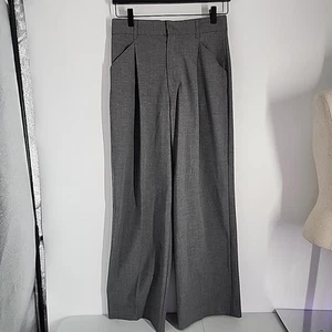Zara Gray Size Small Wide Leg Dress Pants Pleated High-Rise - Picture 1 of 8