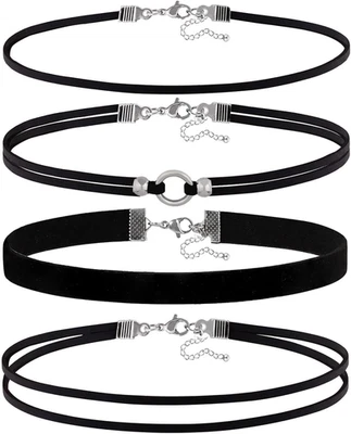 Gargantilla de terciopelo para mujer gargantilla de encaje negro en capas clásica gargantilla negra  Foto 1 de 4