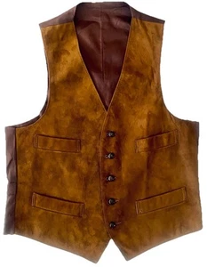 VTG 80s English Sportswear Inc. Suede Vest Waistcoat Coffee Brown w/ Tag Sz 42 - Picture 1 of 9
