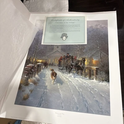 Impresión original firmada por G. Harvey “Christmas in the Village” Foto 1 de 4