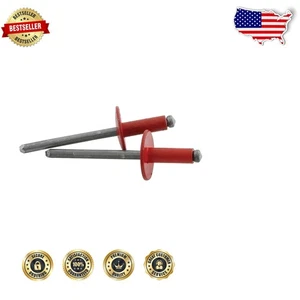 Rivetti Testa Grande Alluminio Rosso Confezione 250 Mandrino Acciaio 3/16" OD Alta Qualità - Foto 1 di 2