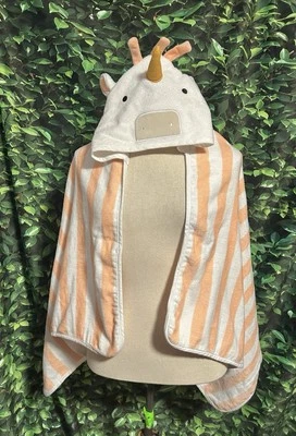 Pillowfort Unicorn Hooded Towel White Peach 25"x50” New - Image 1 of 4