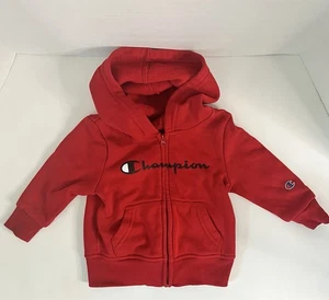Champion Boys Red Logo Zip Hoodie Sweatshirt Toddler 18 Months - Picture 1 of 4