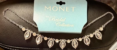 "Collar de diamantes de imitación Marqués de colección The Monet Bridal Collection ~ 16"" con 2"" ex nuevo en stock" Foto 1 de 3