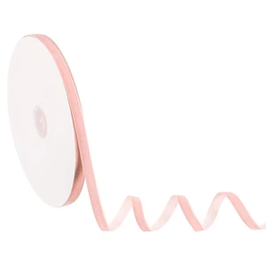 Pale Pink Velvet Ribbon 3/8" Wide x 25 Yards Vintage Single Face Roll - Picture 1 of 6