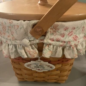 Cesta de flores vintage Longaberger 2000 día de la madre con forro protector y tapa - Imagen 1 de 7