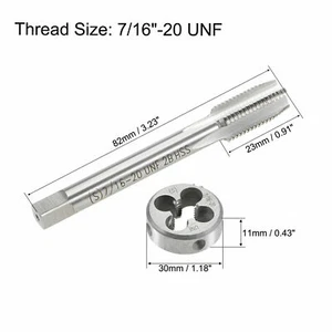 7/16"-20UNF HSS Tap And Die UNF Machine Thread Tap + Round Thread Die Right Hand - Picture 1 of 4